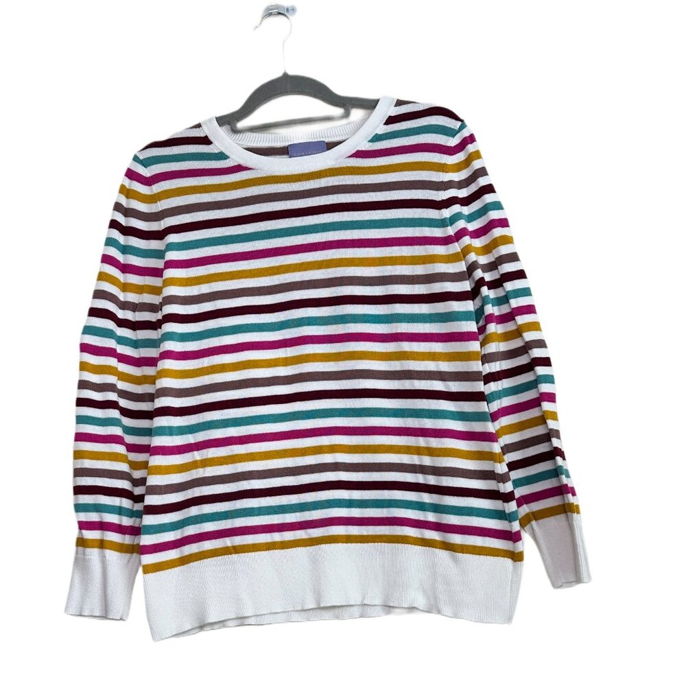 Laura Scott Smart Striped Sweater with Jewel tones sz M